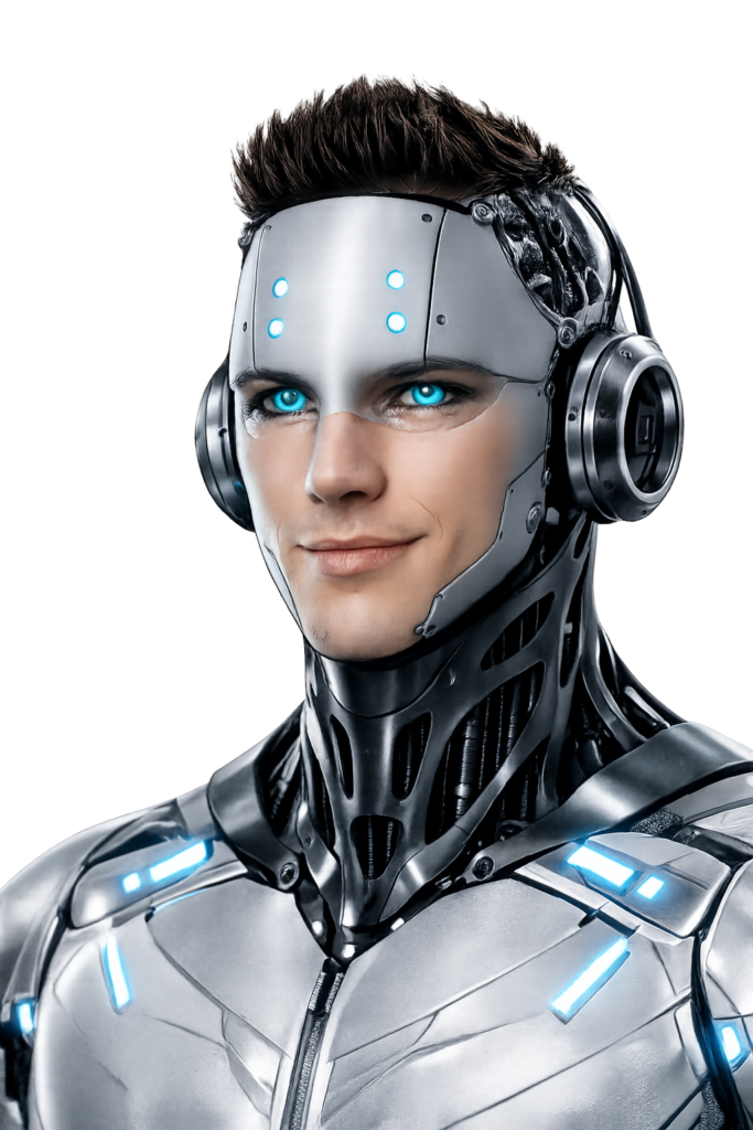 cyborg with blue eyes